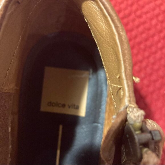 DOLCE VITA Sz 9 Western Style Stacked Heel Suede Leather Booties Inside Zipper - Picture 13 of 15